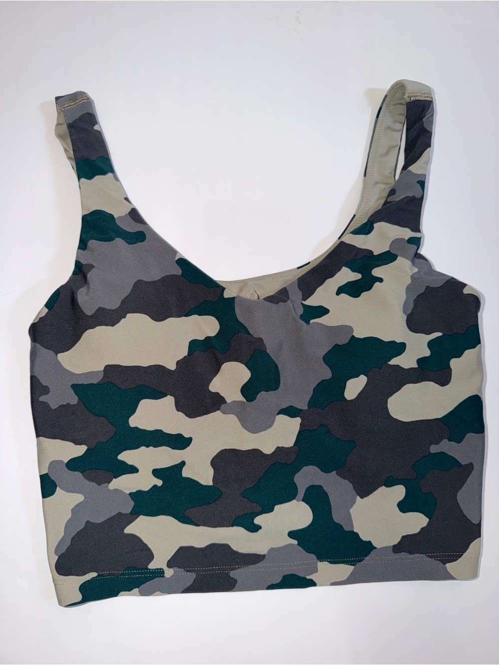 Offline by Aerie Camo Scoop Neck Crop Tank Top - Green/Gray